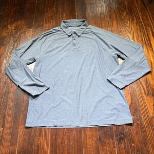 Rhone Polo Shirt Mens XL Gray Solid Performance Knit Long Sleeve Golf Stretch